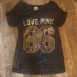 PINK cuffed sleeve Tee